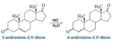 5-Androstene-3,17-dione is isomerized to 4-androstene-3,17-dione by hydroxide ion. Propose a