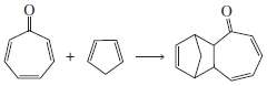 Compare the reaction of 2,4,6-cycloheptatrienone with cyclopentadiene to that with
