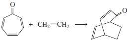 Compare the reaction of 2,4,6-cycloheptatrienone with cyclopentadiene to that with