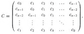 An n Ã— n circulant matrix has the form
in which