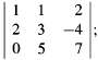 Expand each of the following determinants across the specified row