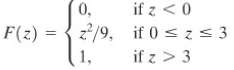 Suppose a random variable Z has CDF
Find each of the