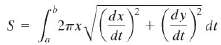 Derive a formula for the surface area generated by the