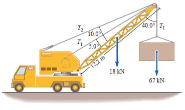 The 12.2-m crane weighs 18 kN and is lifting a