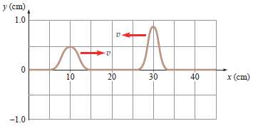 Two pulses on a cord at time t = 0