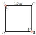 Two equal charges (Q = +1.00 nC) are situated at