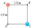 Charges of + 2.0nC and ˆ’ 1.0nC are located at