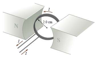 In an electric motor, a circular coil with 100 turns