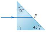 A 45 ° prism has an index of refraction of