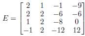 Find the null space of the matrix E below.