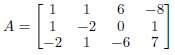 For the matrix A below, find a set of vectors