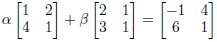 Find Î± and Î² that solve the following equation: