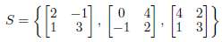 In the vector space of 2 Ã— 2 matrices, M22,
