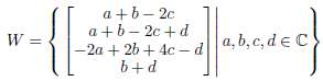 Find a basis for the subspace W of C4,