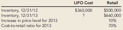On December 31, 2012, Davison Company adopted the dollar-value LIFO
