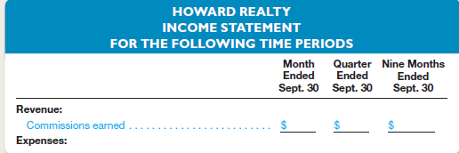 Howard Realty adjusts its accounts monthly but closes them only