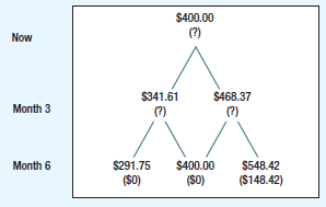 Take another look at our two-step binomial trees for Apple,