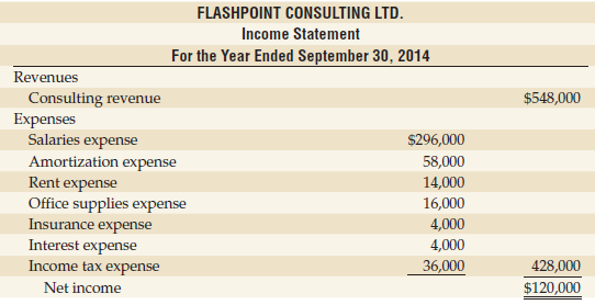 The income statement and additional data of Flashpoint Consulting Ltd.