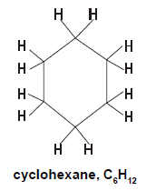 Write down the structure of cyclohexane. Is the compound saturated