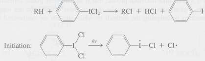 Iodobenzene dichloride, formed by the reaction of iodobenzene and chlorine,