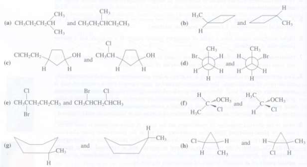 For each pair of the following molecules, indicate whether its