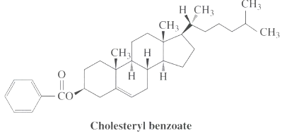 The 1H NMR spectrum of cholesteryl benzoate is shown as