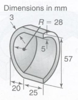The part shown in the accompanying figure is a hemispherical