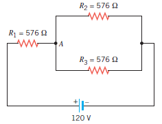 Determine the power supplied to each of the resistors in