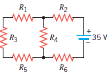 The circuit shown in the drawing is constructed with six