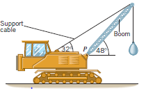 A wrecking ball (weight = 4800 N) is supported by