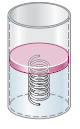 A cylinder is fitted with a piston, beneath which is