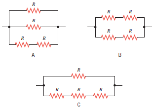 In the following three arrangements each resistor has the same