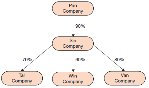 The affiliation structure for a group of interrelated companies is