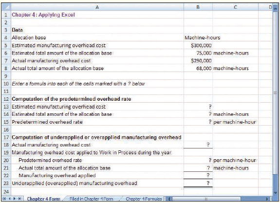 The Excel worksheet form that appears below will reinforce your