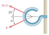 Two forces are applied as shown to a hook support.