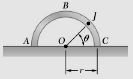 A half section of pipe rests on a frictionless horizontal