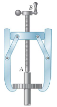 In the gear-pulling assembly shown the square-threaded screw AB has