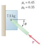 Knowing that Î¸ = 40Â°, determine the smallest force P