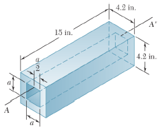 A square hole is centered in and extends through the