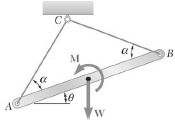 A uniform rod AB of length l and weight W