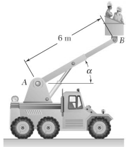 At the instant shown, the length of the boom AB