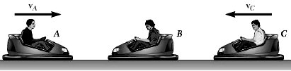At an amusement park there are 200-kg bumper cars A,