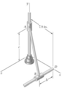 Rod AB of length 13 in. is connected by ball-and-socket