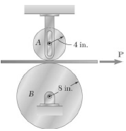 A belt is pulled to the right between cylinders A