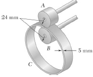 Ring C has an inside radius of 55 mm and