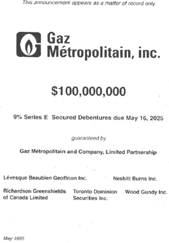 The (partial) advertisement below appeared in the Financial Post:
Interest is
