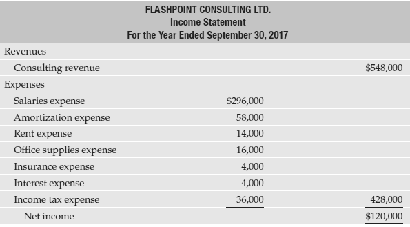 The income statement and additional data of Flashpoint Consulting Ltd.