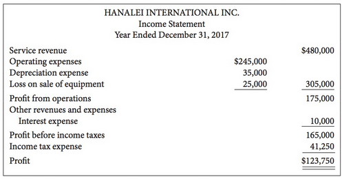 The income statement of Hanalei International Inc. contained the following