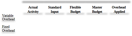 Overhead Actual Standard Flexible Master Applied Activity Input Budget Budget Variable Overhead Fixed Overhead 