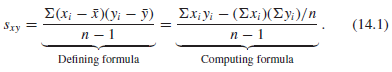 For a set of n data points, the sample covariance,